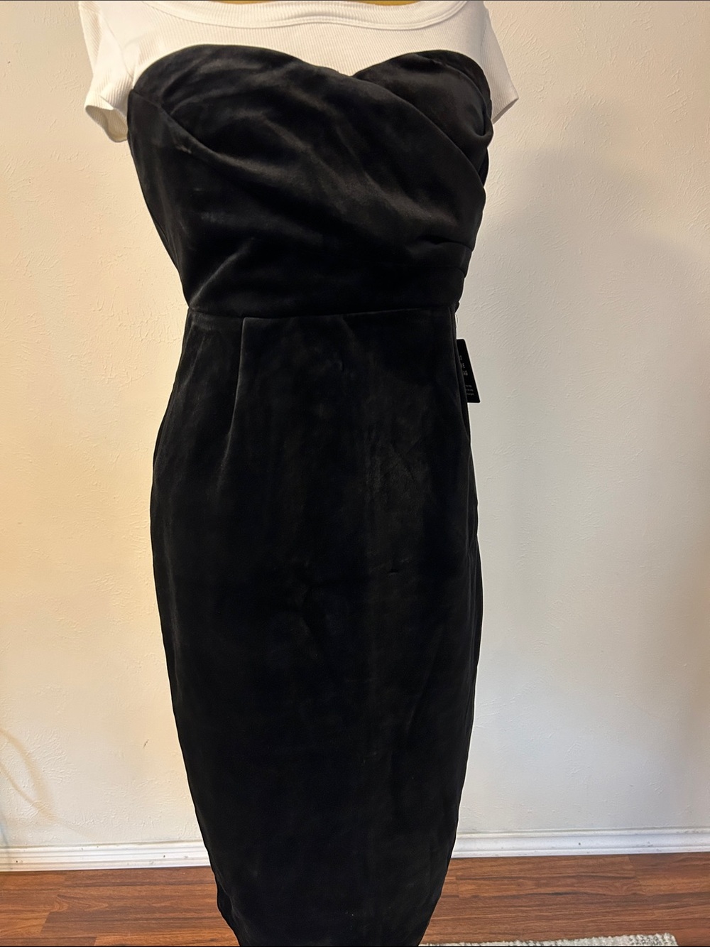Express Black Strapless Suede Sheath Dress